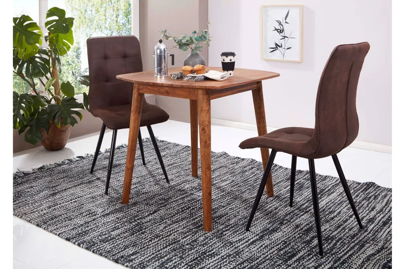 Raengel Kvadratisk Spisebord 80 cm i Tre med Valnøttutseende, Brun