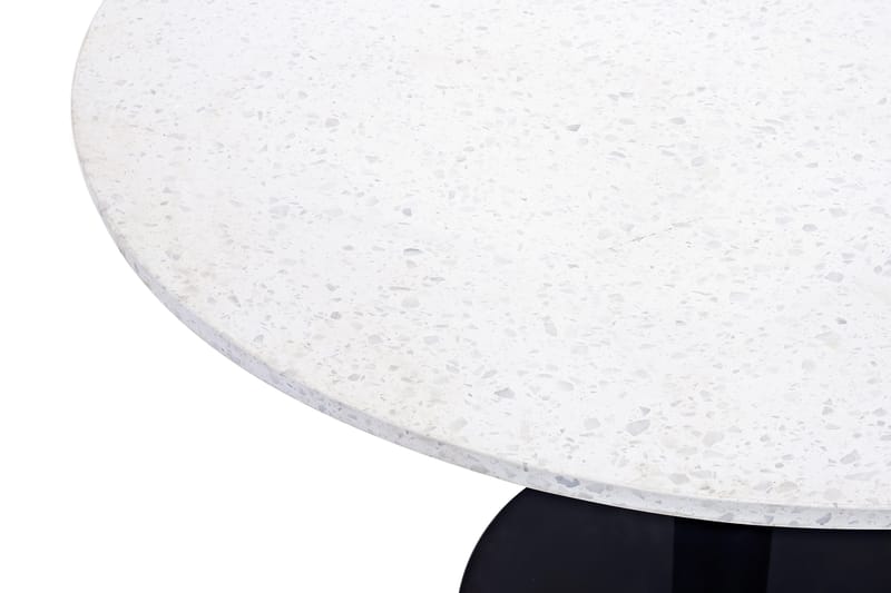 Razzia Rundt Spisebord 106 cm med Marmorplate, Terrazzo- og Metallutseende - Hvit|Svart - Møbler - Bord - Spisebord & kjøkkenbord