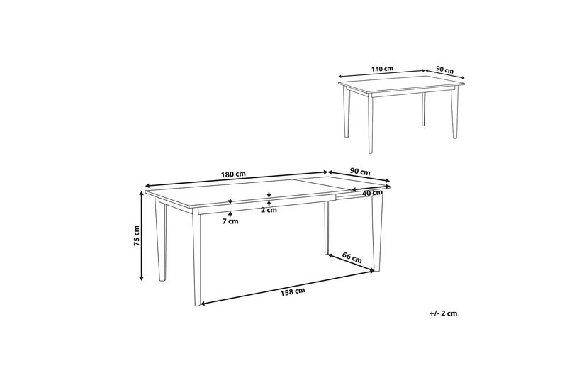 Rege Spisebord 180 cm Sammenleggbart - Hvitt lys - Møbler - Bord - Spisebord & kjøkkenbord
