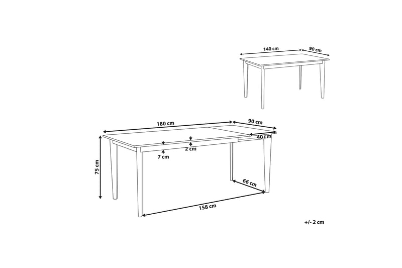 Rege Spisebord 180 cm Sammenleggbart - Hvitt lys - Spisebord & kjøkkenbord - Sammenleggbart bord