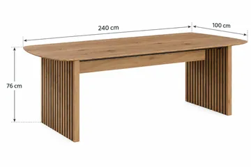 Richeto Stort Ribbet Spisebord 240x100 cm med Tre- og Eikutseende - Natur - Møbler - Bord - Spisebord & kjøkkenbord