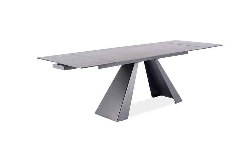 Riez Forlengningsbart Spisebord 160 cm Betonglook - Glass/Betonggrå/Mattsvart - Møbler - Bord - Spisebord & kjøkkenbord