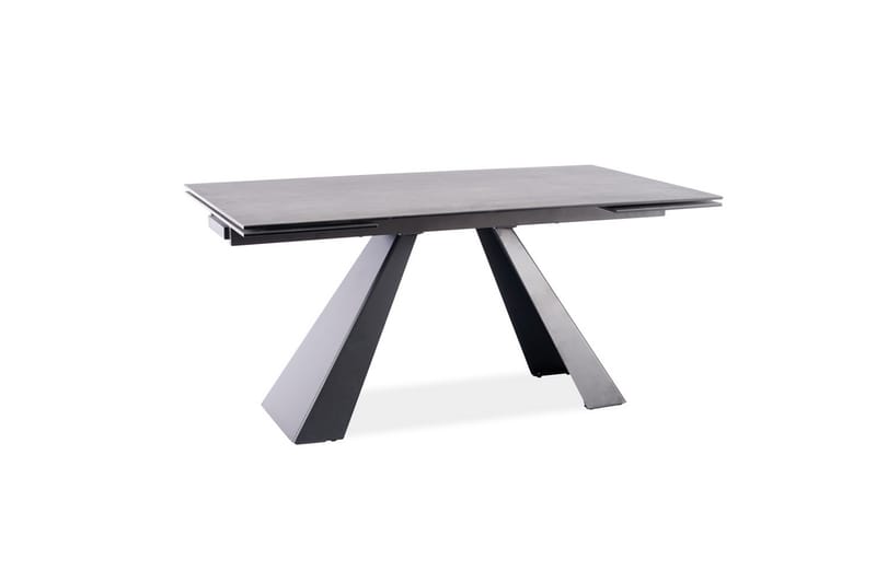 Riez Forlengningsbart Spisebord 160 cm Betonglook - Glass/Betonggrå/Mattsvart - Møbler - Bord - Spisebord & kjøkkenbord