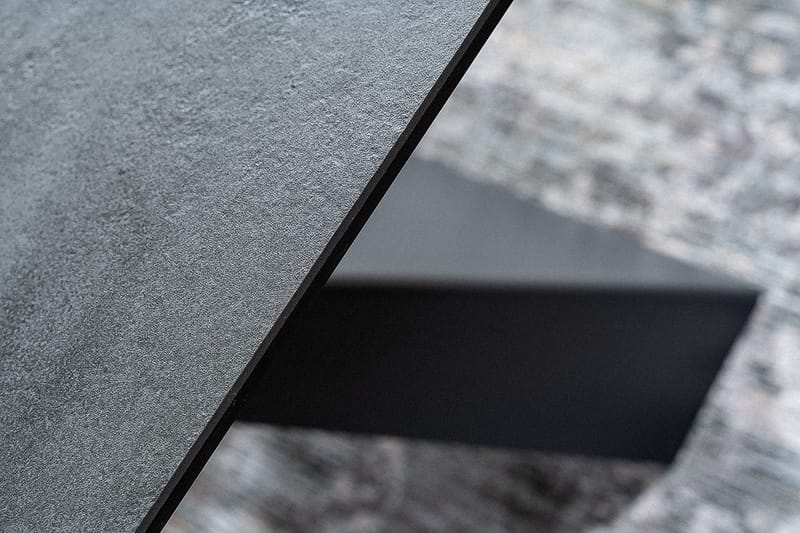 Riez Forlengningsbart Spisebord 160 cm Betonglook - Glass/Betonggrå/Mattsvart - Møbler - Bord - Spisebord & kjøkkenbord