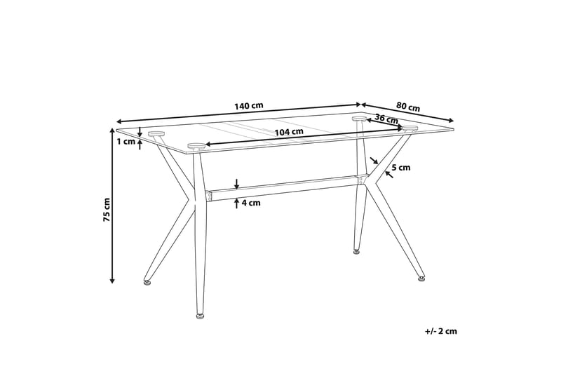 Rifaina Spisebord 140 cm - Glass/Svart - Møbler - Bord - Spisebord & kjøkkenbord