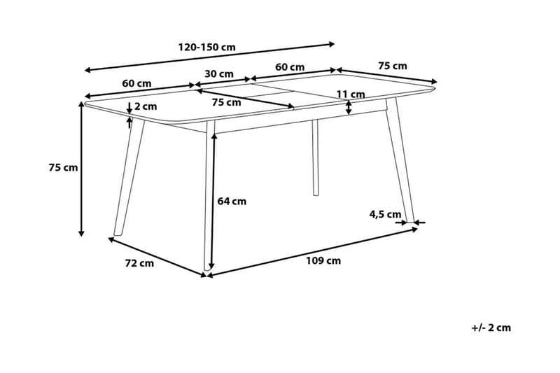 Rolman Spisebord Sammenleggbart 120-150x75 cm - Tre/Natur - Møbler - Bord - Spisebord & kjøkkenbord