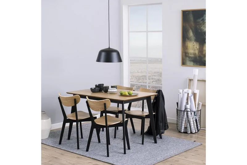 Roxby Rektangulært Spisebord 120x80 cm i Tre med Metallben - Svart|Brun - Møbler - Bord - Spisebord & kjøkkenbord