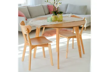 Roxby Rundt Spisebord 105 cm med Tre- og Eikeutseende - Natur - Møbler - Bord - Spisebord & kjøkkenbord