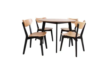 Roxby Rundt Spisebord 105 cm med Tre- og Ekeutseende - Svart|Brun - Møbler - Bord - Spisebord & kjøkkenbord
