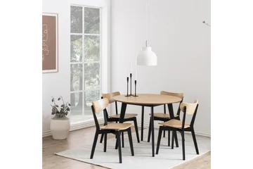 Roxby Rundt Spisebord 105 cm med Tre- og Ekeutseende - Svart|Brun - Møbler - Bord - Spisebord & kjøkkenbord