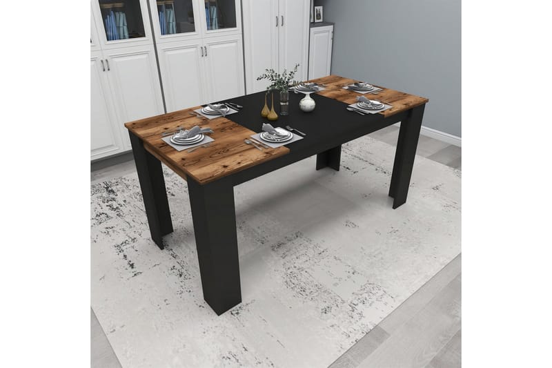 Safiya Spisebord 160 cm - Valnøtt/Svart - Møbler - Bord - Spisebord & kjøkkenbord