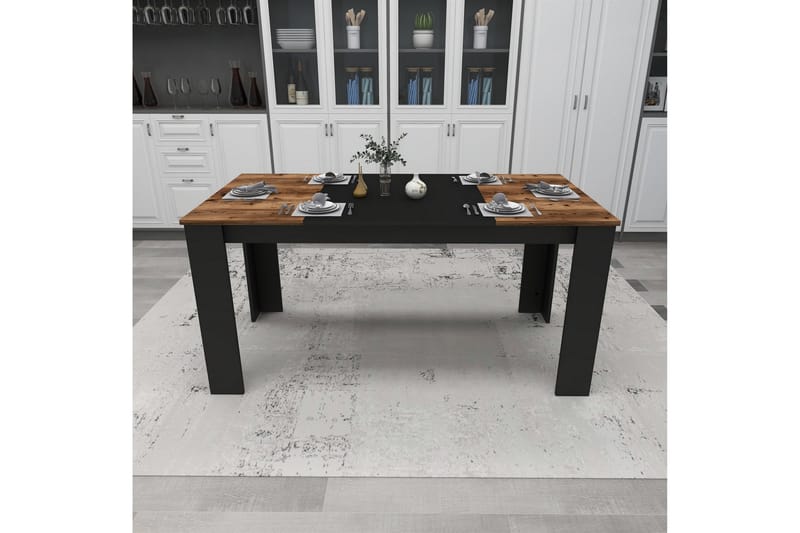 Safiya Spisebord 160 cm - Valnøtt/Svart - Spisebord & kjøkkenbord
