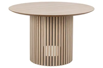 Sakie Rundt Spisebord 120 cm med Tre- og Eikutseende - Hvit - Møbler - Bord - Spisebord & kjøkkenbord
