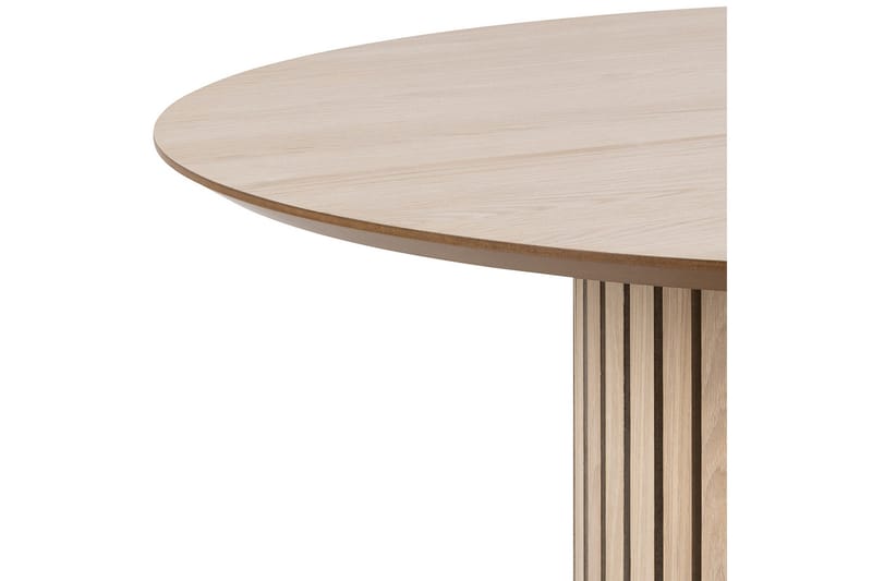 Sakie Rundt Spisebord 120 cm med Tre- og Eikutseende - Hvit - Møbler - Bord - Spisebord & kjøkkenbord