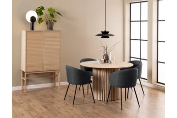 Sakie Rundt Spisebord 120 cm med Tre- og Eikutseende - Hvit - Møbler - Bord - Spisebord & kjøkkenbord