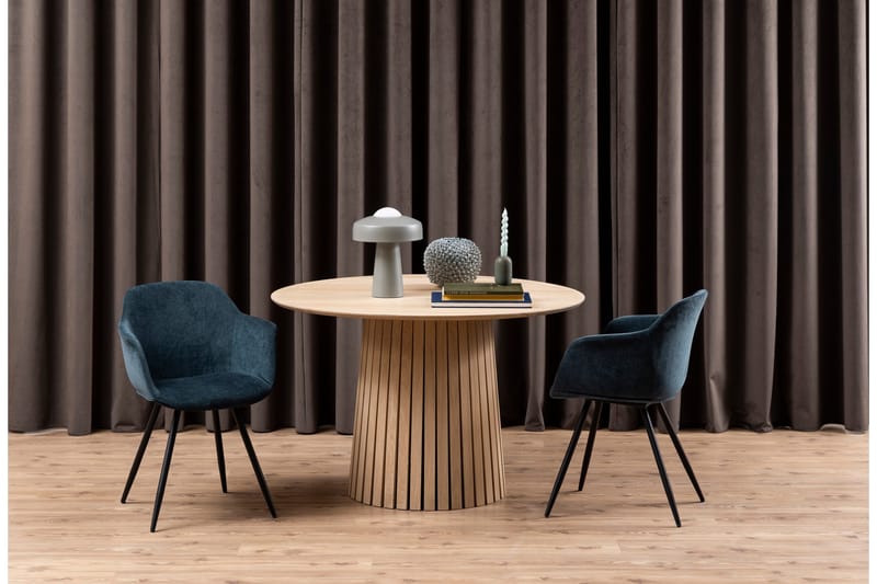 Saku Rundt Spisebord 120 cm med Tre- og Eikeutseende - Hvit - Møbler - Bord - Spisebord & kjøkkenbord