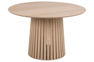 Saku Rundt Spisebord 120 cm med Tre- og Eikeutseende - Hvit - Møbler - Bord - Spisebord & kjøkkenbord