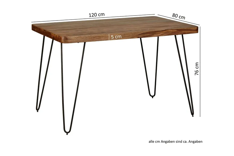 Samhita Rektangulært Spisebord 120 cm i Tre med Metallben - Brun - Møbler - Bord - Spisebord & kjøkkenbord