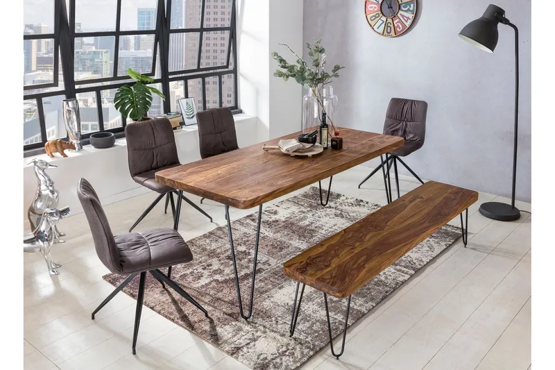 Samhita Rektangulært Spisebord 120 cm i Tre med Metallben - Brun - Møbler - Bord - Spisebord & kjøkkenbord