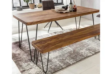 Samhita Rektangulært Spisebord 120 cm i Tre med Metallben - Brun - Møbler - Bord - Spisebord & kjøkkenbord
