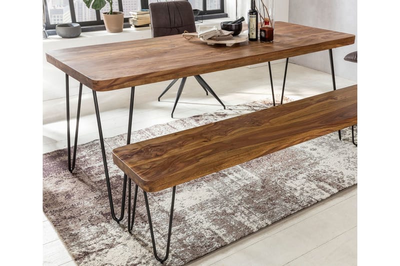 Samhita Rektangulært Spisebord 120 cm i Tre med Metallben - Brun - Møbler - Bord - Spisebord & kjøkkenbord