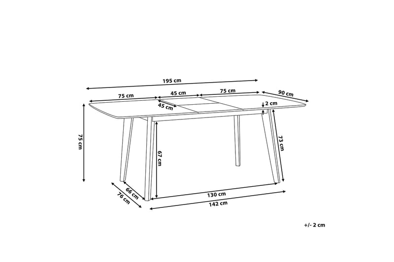 Sanford Spisebord 195 cm - Hvit - Møbler - Bord - Spisebord & kjøkkenbord