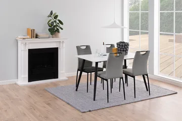 Sanjoan Rektangulært Spisebord 140 cm med Keramikkplate, Marmor- og Metalllook - Hvit - Møbler - Bord - Spisebord & kjøkkenbord