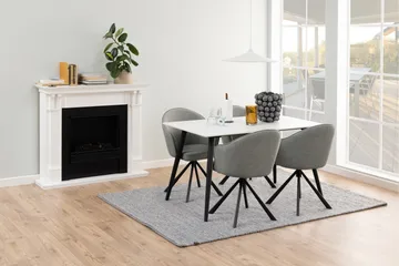 Sanjoan Rektangulært Spisebord 140 cm med Keramikkplate, Marmor- og Metalllook - Hvit - Møbler - Bord - Spisebord & kjøkkenbord