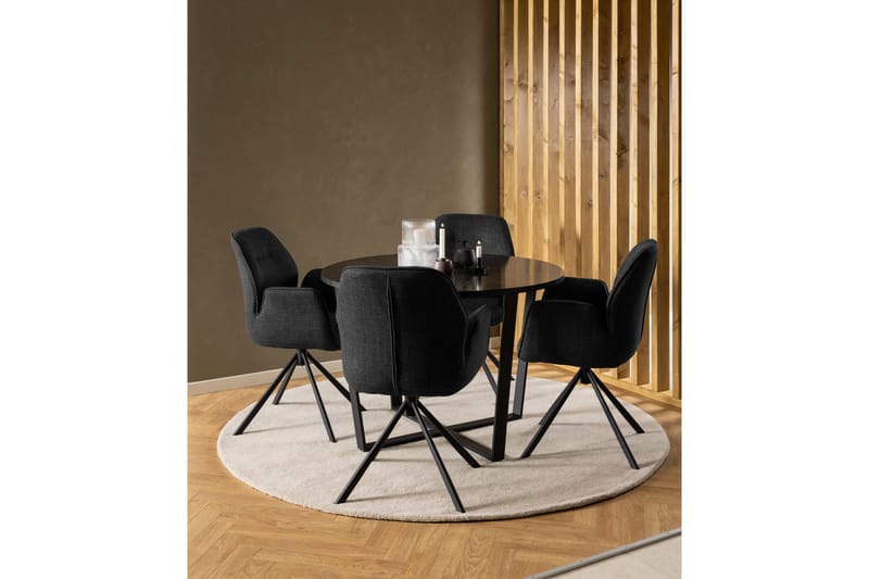 Sansi Spisebord 110 cm Rund - Sort - Møbler - Bord - Spisebord & kjøkkenbord