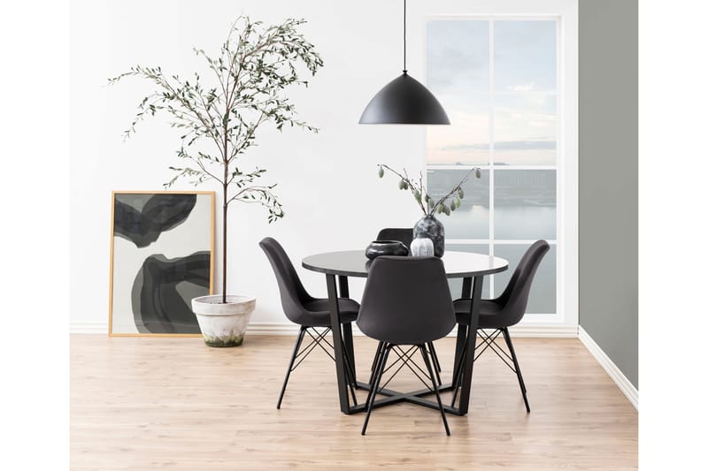 Sansi Spisebord 110 cm Rund - Sort - Møbler - Bord - Spisebord & kjøkkenbord
