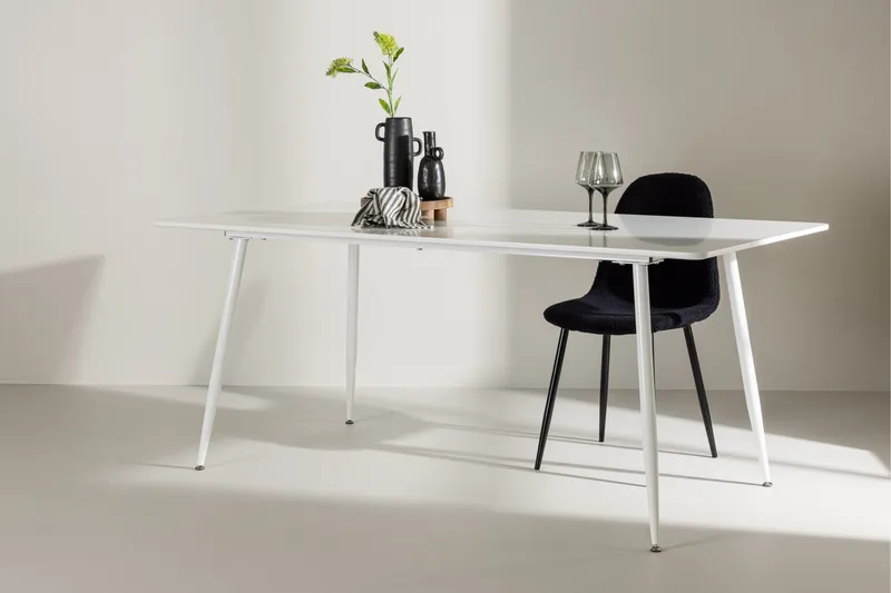 Silar Rektangulært Spisebord 180 cm med Metalllook - Hvit - Møbler - Bord - Spisebord & kjøkkenbord