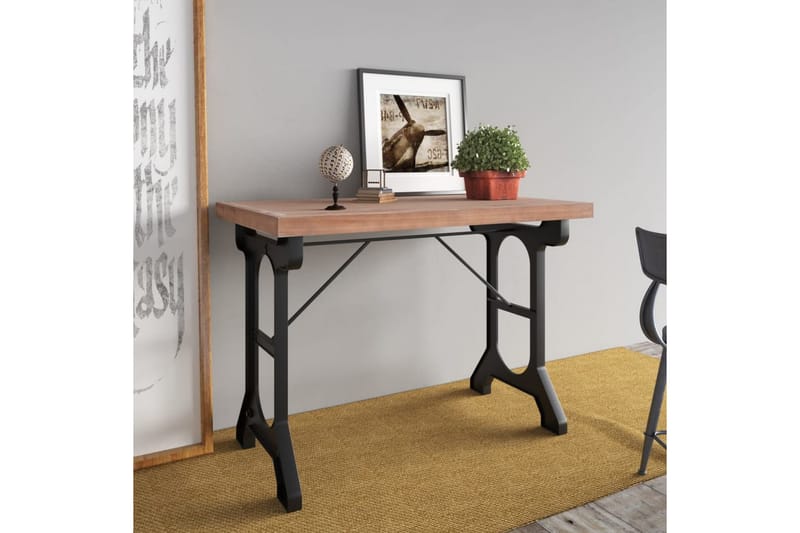 Spisebord 110x65x82 cm heltre gran og jern - Brun - Møbler - Bord - Spisebord & kjøkkenbord