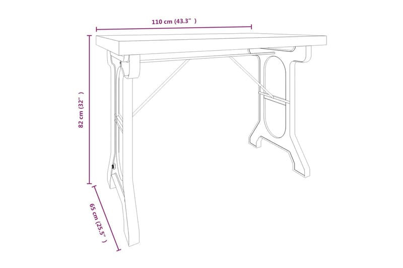 Spisebord 110x65x82 cm heltre gran og jern - Brun - Møbler - Bord - Spisebord & kjøkkenbord