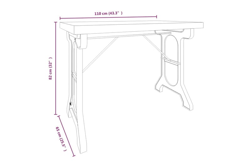 Spisebord 110x65x82 cm heltre gran og jern - Brun - Spisebord & kjøkkenbord