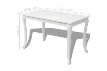 Spisebord 116x66x76 cm høyglans hvit - Hvit Høyglans - Møbler - Bord - Spisebord & kjøkkenbord