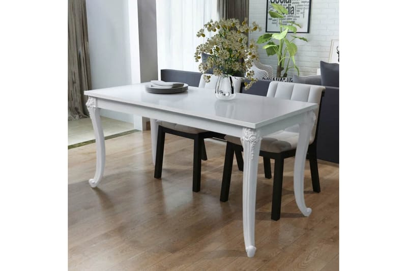 Spisebord 116x66x76 cm høyglans hvit - Hvit Høyglans - Spisebord & kjøkkenbord