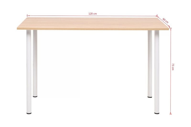 Spisebord 120x60x73 cm eik og hvit - Eik/Hvit - Møbler - Bord - Spisebord & kjøkkenbord