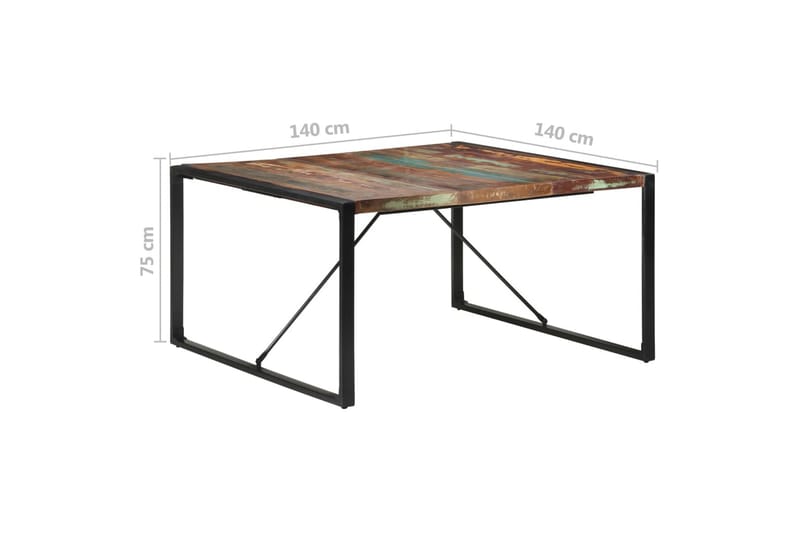 Spisebord 140x140x75 cm gjenvunnet heltre - Flerfarget - Møbler - Bord - Spisebord & kjøkkenbord