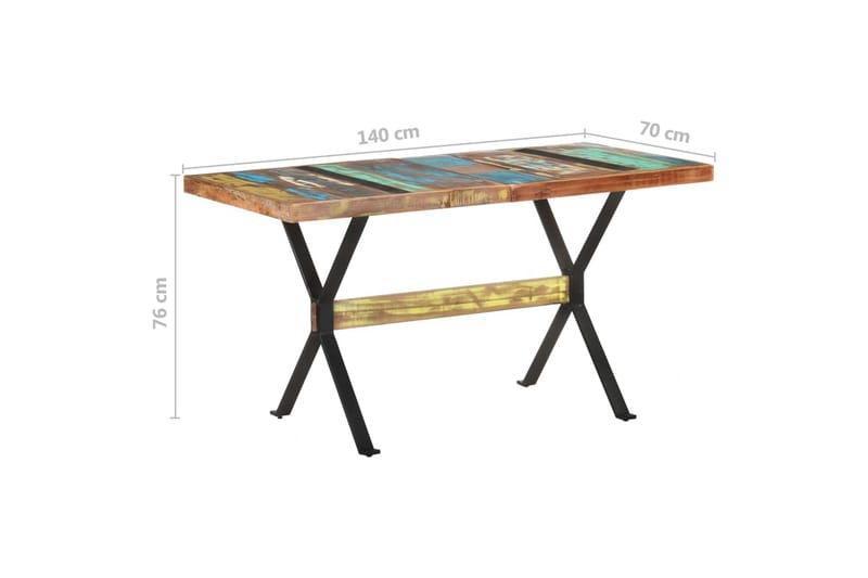 Spisebord 140x70x76 cm gjenvunnet heltre - Flerfarget - Møbler - Bord - Spisebord & kjøkkenbord