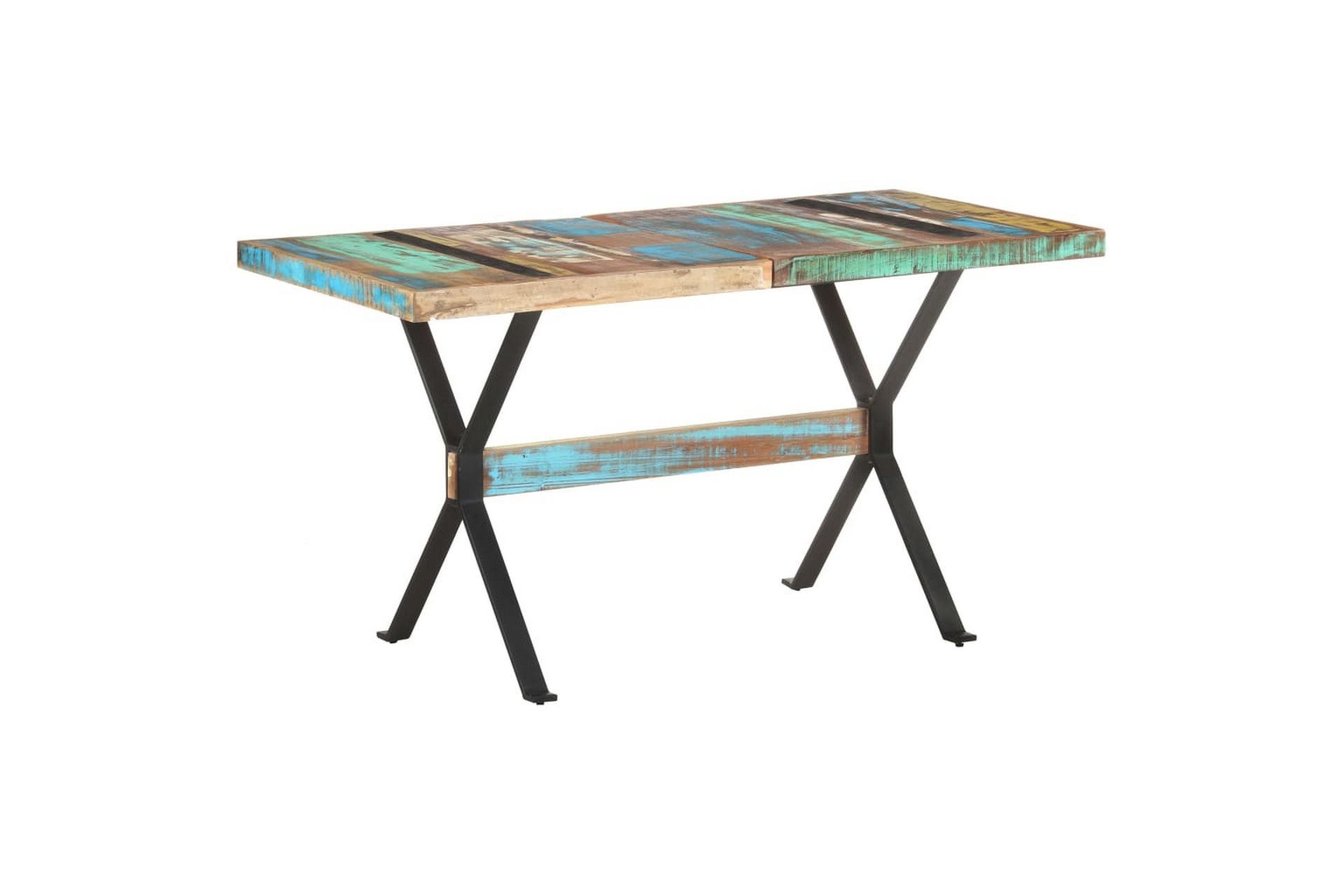 Spisebord 140x70x76 cm gjenvunnet heltre - Flerfarget - Møbler - Bord - Spisebord & kjøkkenbord