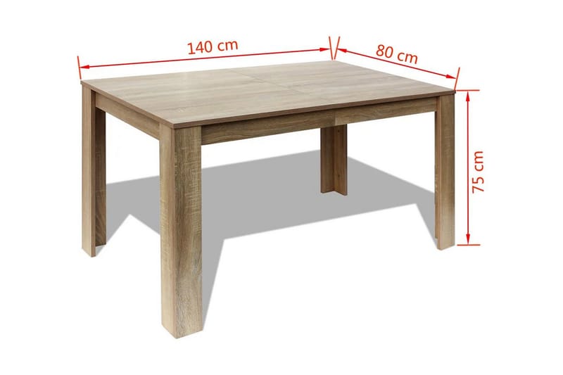 Spisebord 140x80x75 cm Eik - Eik - Møbler - Bord - Spisebord & kjøkkenbord
