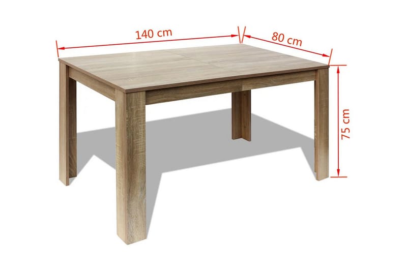 Spisebord 140x80x75 cm Eik - Eik - Spisebord & kjøkkenbord