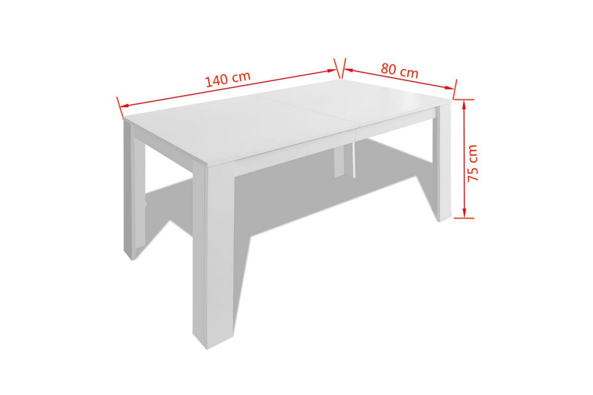 Spisebord 140x80x75 cm Hvitt - Hvit - Møbler - Bord - Spisebord & kjøkkenbord