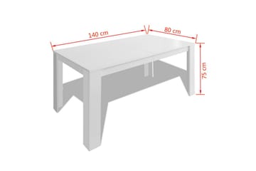 Spisebord 140x80x75 cm Hvitt - Hvit - Møbler - Bord - Spisebord & kjøkkenbord