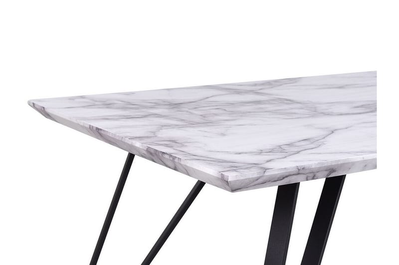 Spisebord 150 x 80 cm marmoreffekt / svart MOLDEN - Hvit - Spisebord & kjøkkenbord