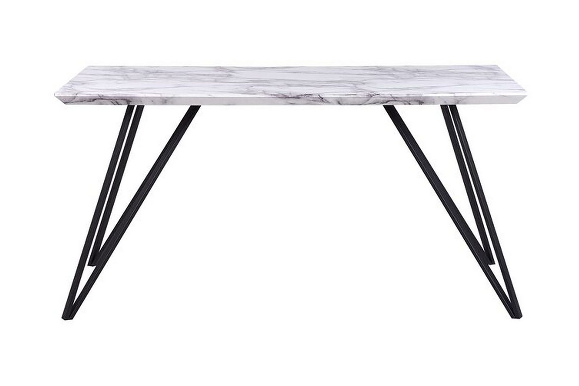 Spisebord 150 x 80 cm marmoreffekt / svart MOLDEN - Hvit