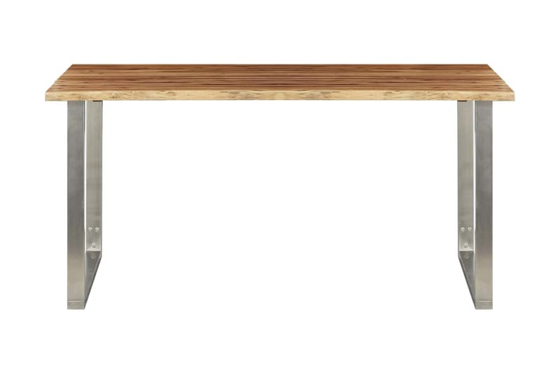 Spisebord 160x80x75 cm heltre akasie og rustfritt stål - Brun - Spisebord & kjøkkenbord