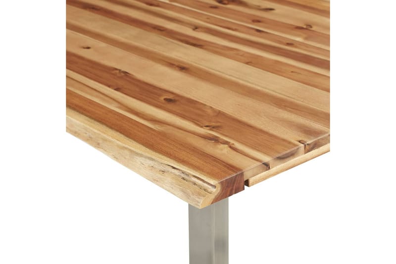 Spisebord 160x80x75 cm heltre akasie og rustfritt stål - Brun - Spisebord & kjøkkenbord