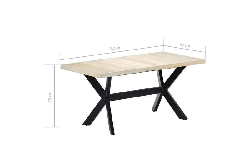 Spisebord 160x80x75 cm heltre mango hvit - Møbler - Bord - Spisebord & kjøkkenbord