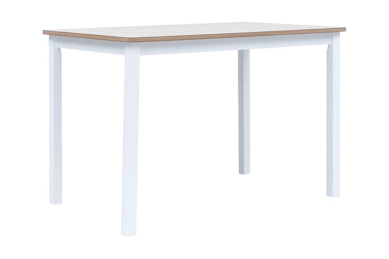 Spisebord hvit og brun 114x71x75 cm heltre gummitre - Møbler - Bord - Spisebord & kjøkkenbord
